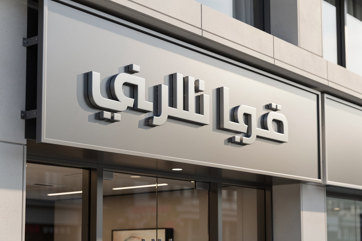 لوحة مشروع ألمنيوم مع حروف بارزة - مكتب عقاري، طريق الملك عبدالله